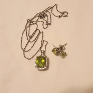 Peridot Pendant and Stud Earrings Set